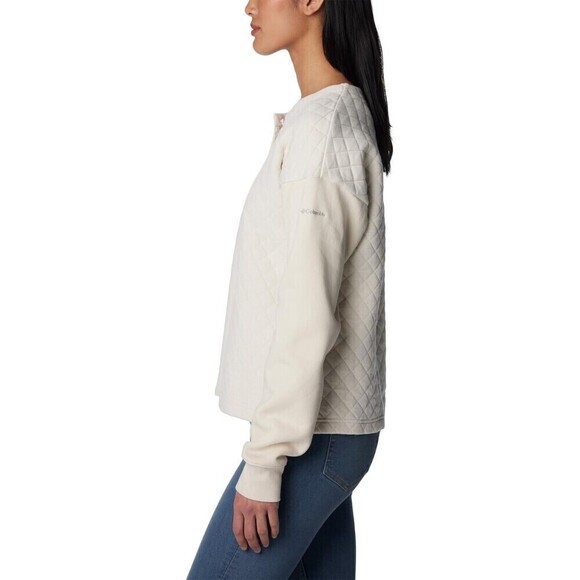 Columbia Women's Hart Mountain Quilted Crewneck Sweatshirt Top Chalk Size Large - Picture 3 of 5